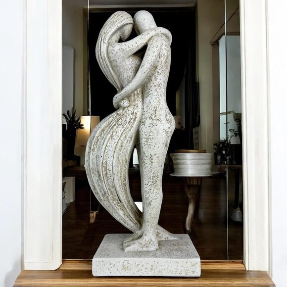 Eternal Embrace Couple Statue 12.5in Resin Moon Wash Romantic Lovers Home Decor - Picture 6 of 9